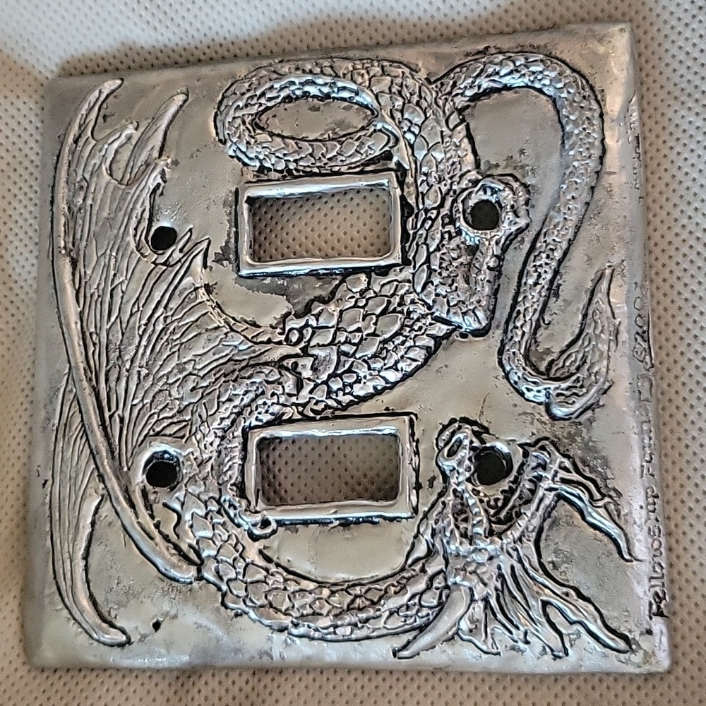 Dragon Fellowship Foundry Pewter double switch plate